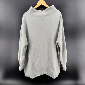 Free People Ottoman Slouchy Tunic Sweater Large Gray Green Oversized Funnel Neck